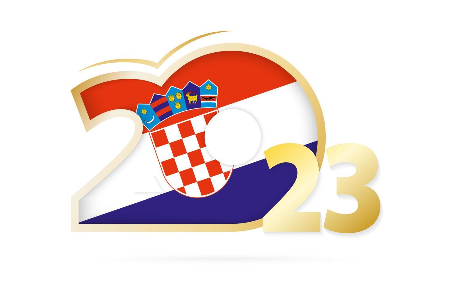 Year 2023 with Croatia Flag pattern. vector