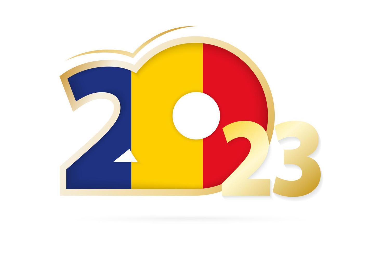 Year 2023 with Romania Flag pattern. vector