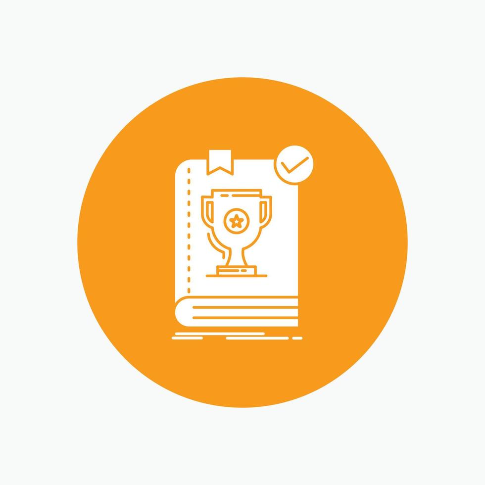 554. Book. dominion. leader. rule. rules White Glyph Icon in Circle. Vector Button illustration