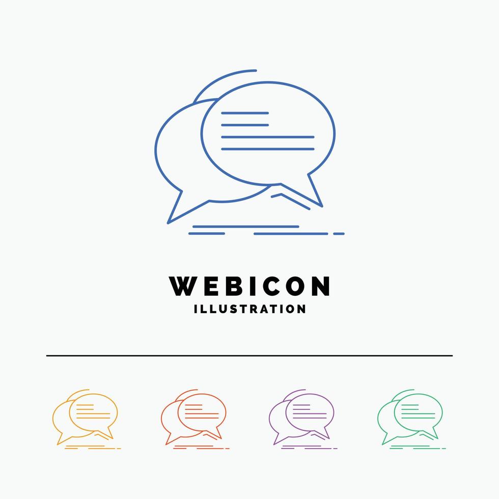 Bubble. chat. communication. speech. talk 5 Color Line Web Icon Template isolated on white. Vector illustration