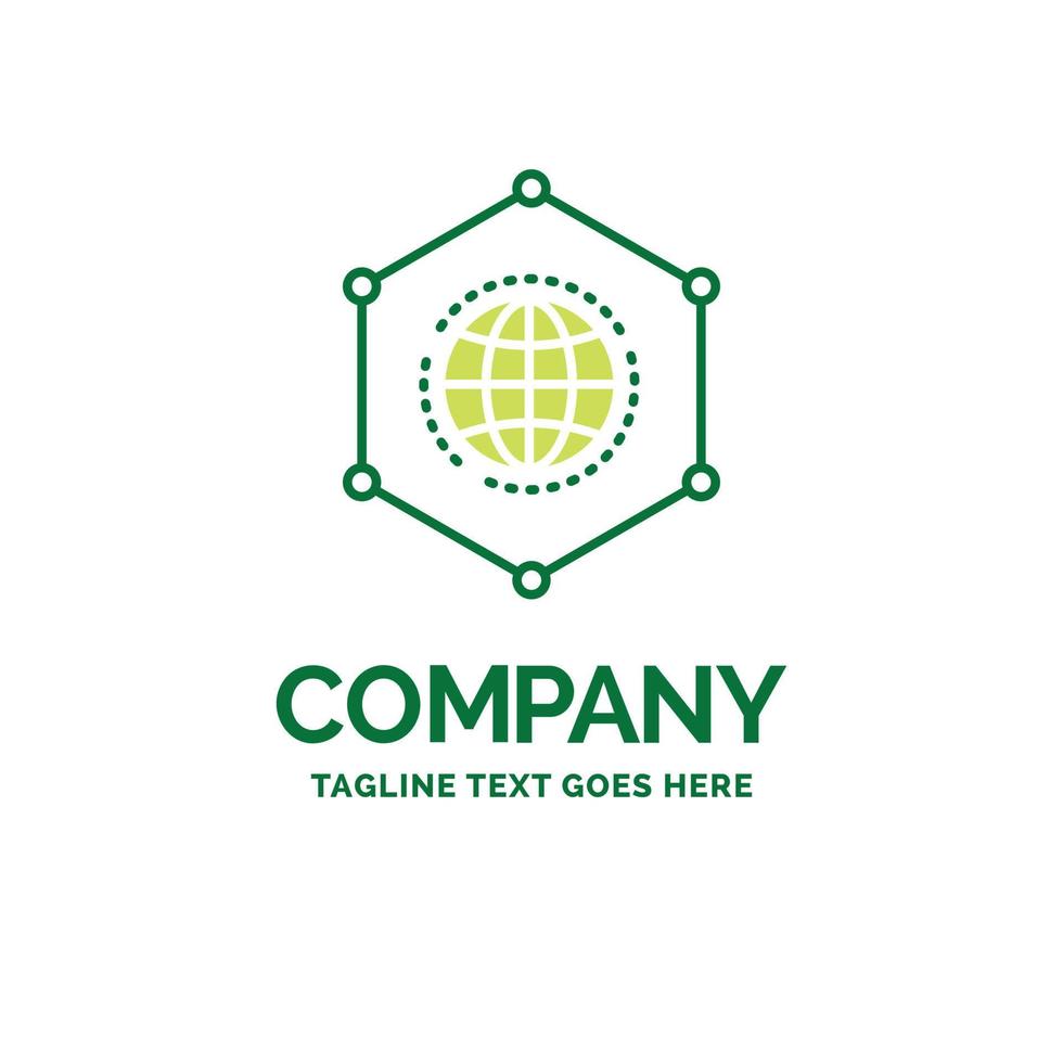 Network. Global. data. Connection. Business Flat Business Logo template. Creative Green Brand Name Design. vector