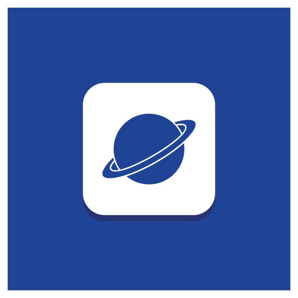 botón redondo azul para el planeta. espacio. luna. bandera. icono de glifo de marte vector