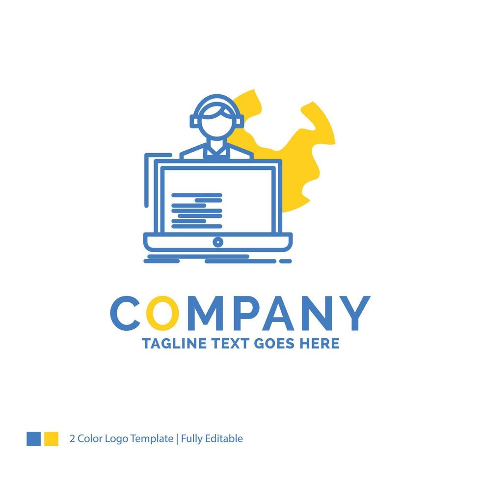 outsource. outsourcing. allocation. human. online Blue Yellow Business Logo template. Creative Design Template Place for Tagline. vector