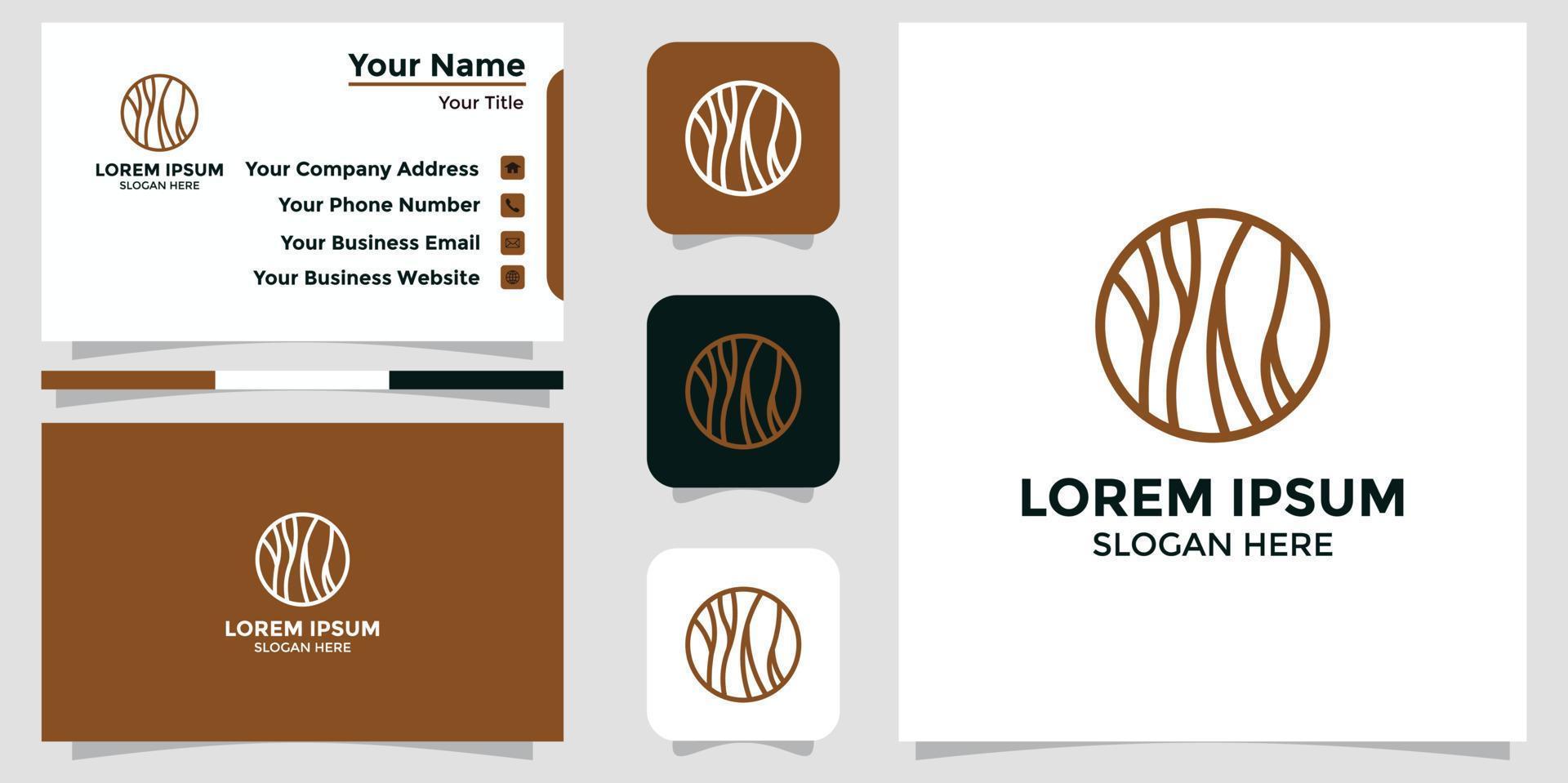 logotipo de diseño de madera y tarjeta de marca vector