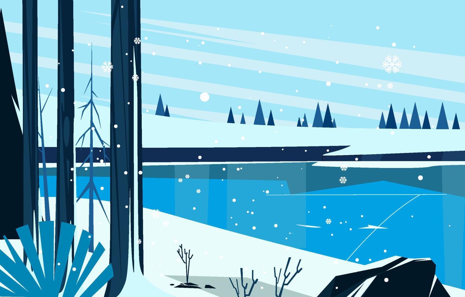 naturaleza de invierno con fondo de río de hielo vector