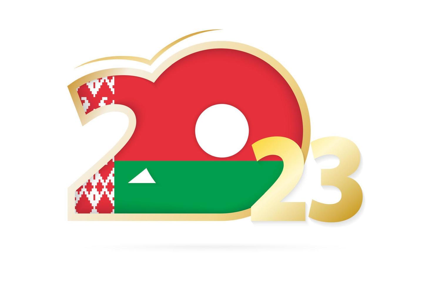 Year 2023 with Belarus Flag pattern. vector