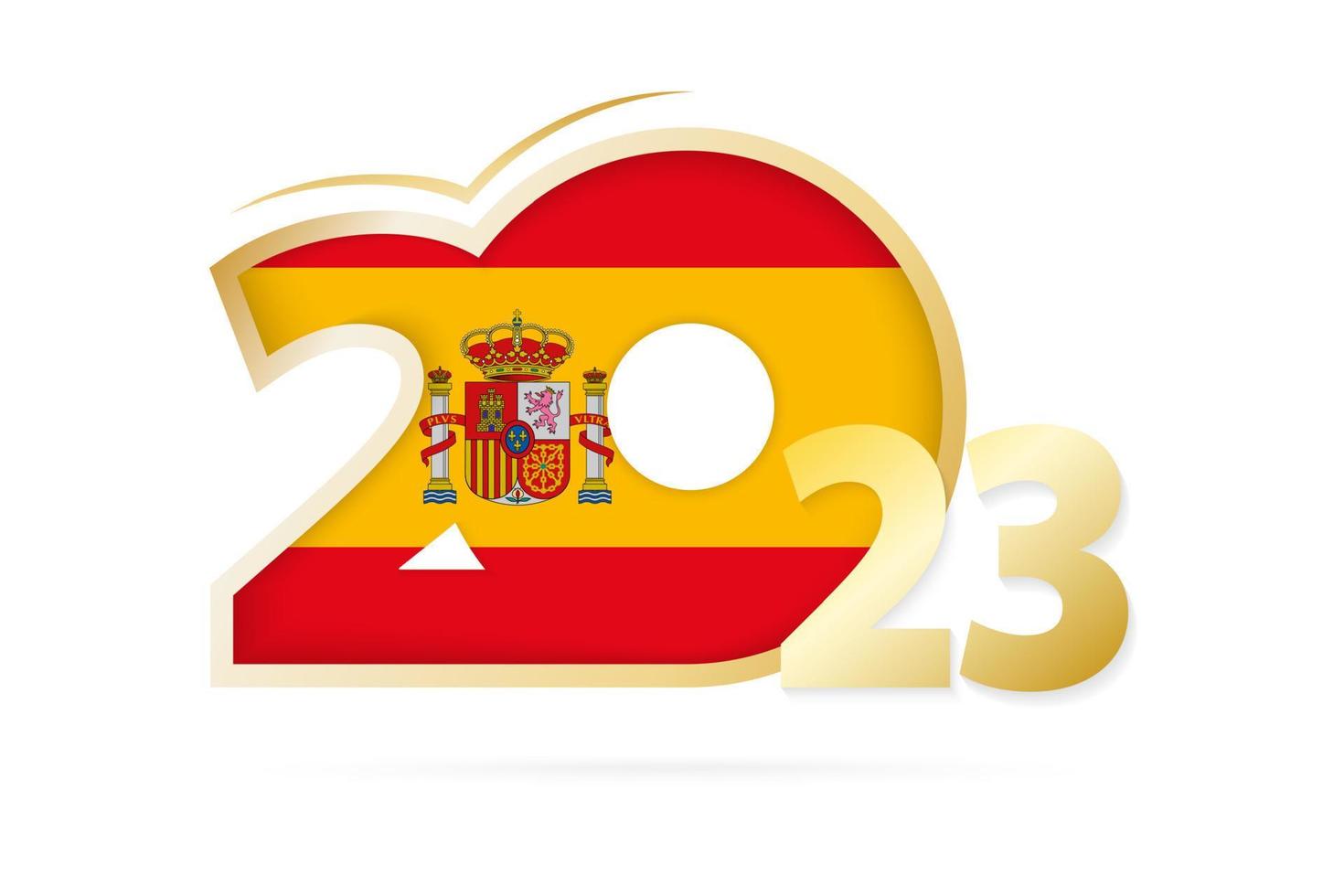Year 2023 with Spain Flag pattern. vector