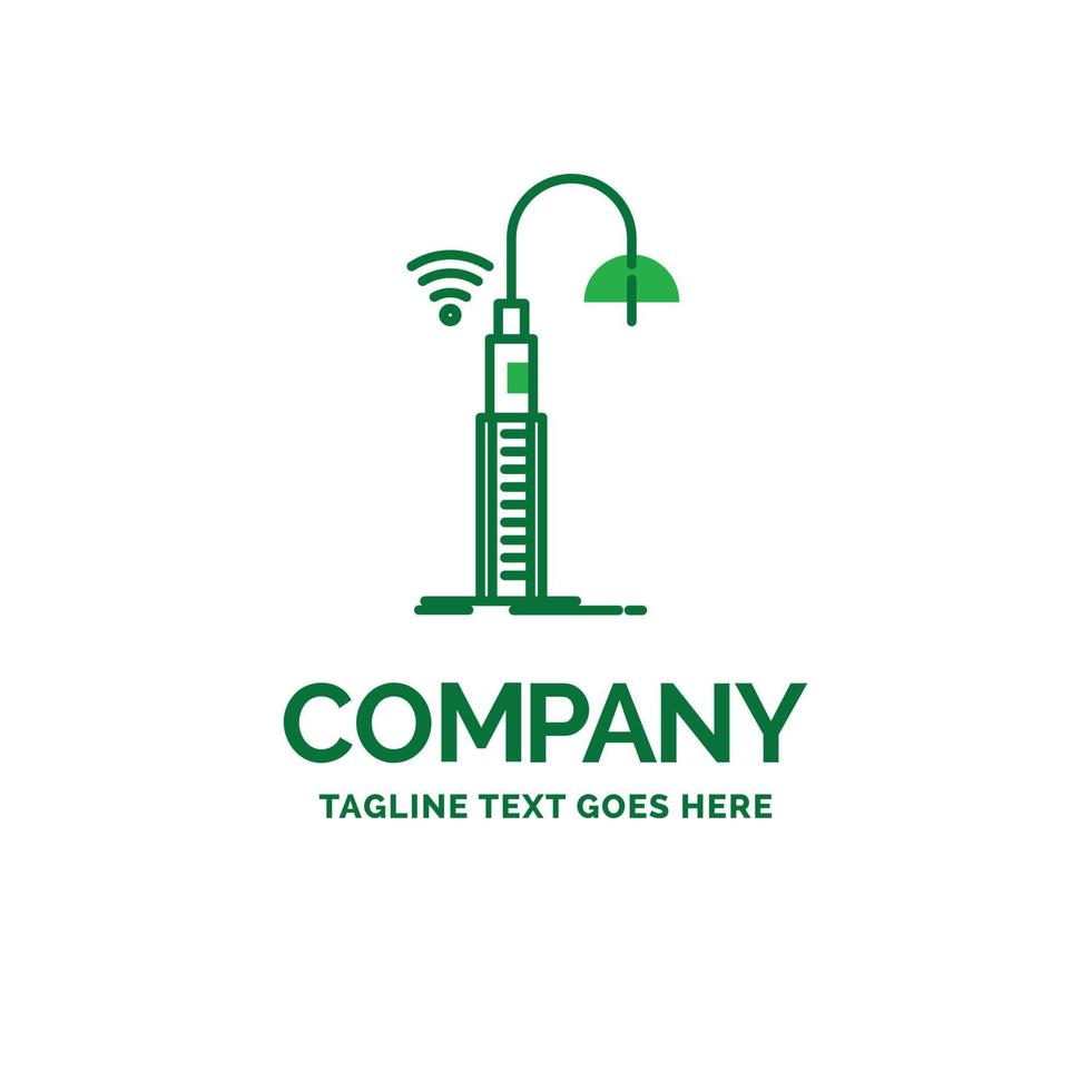 lights. street. wifi. smart. technology Flat Business Logo template. Creative Green Brand Name Design. vector