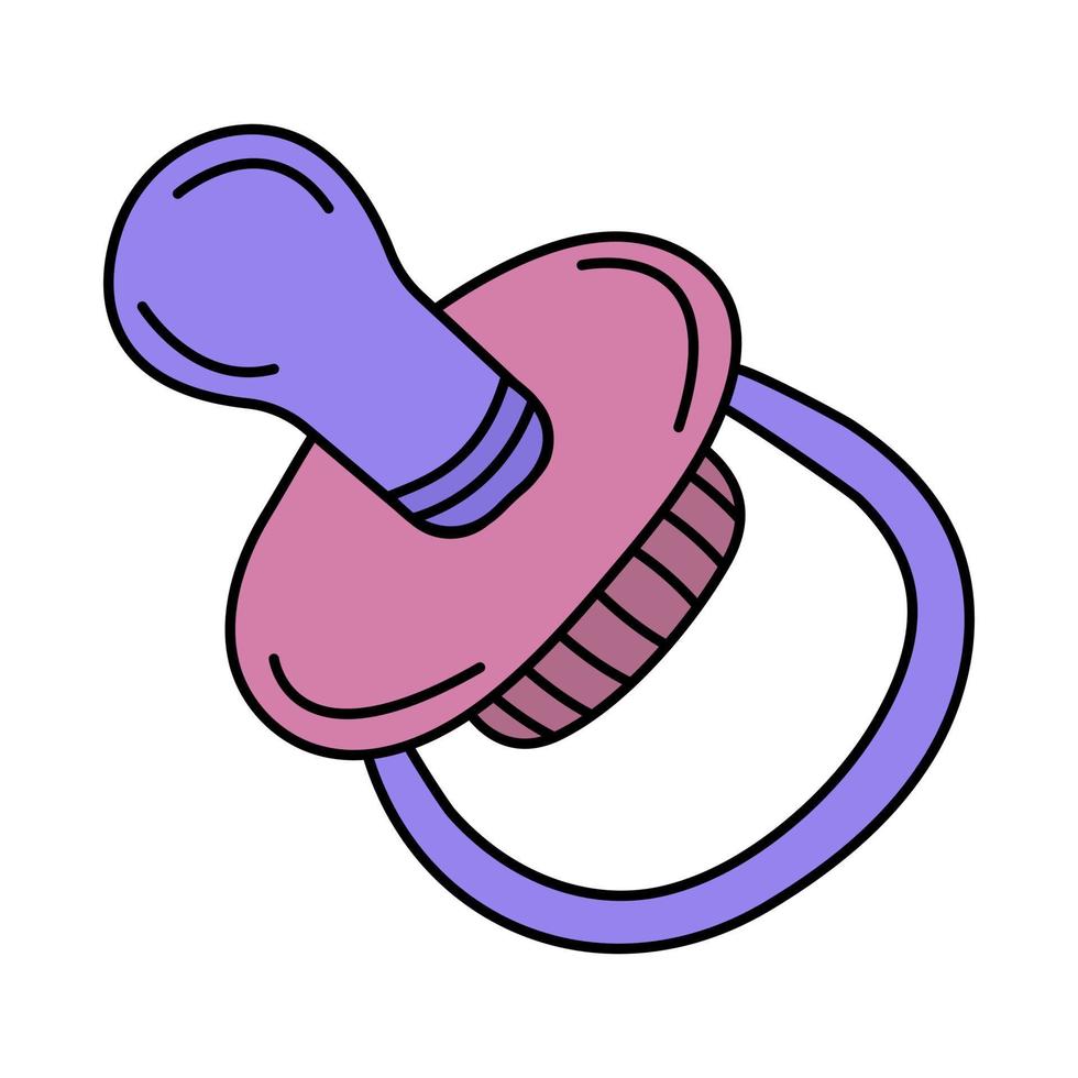 Pacifier for baby, colorful doodle vector