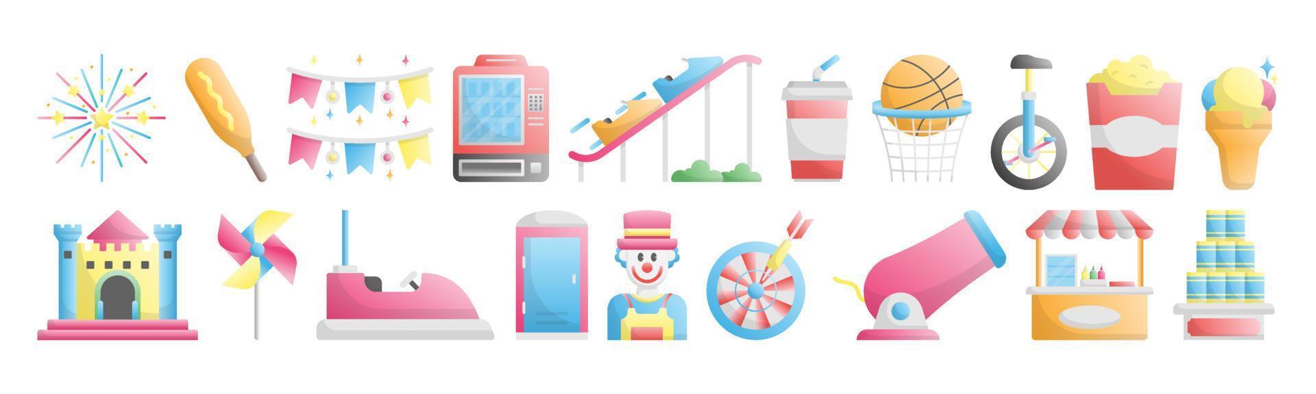 Amusement park icon set design template vector illustration