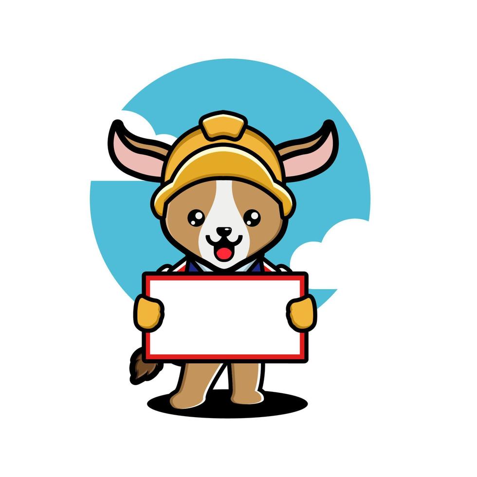 Cute goat construction worker cartoon vector