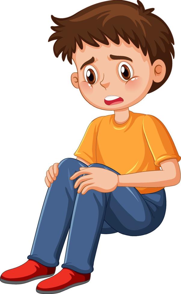 Young man with sad face cartoon character vector