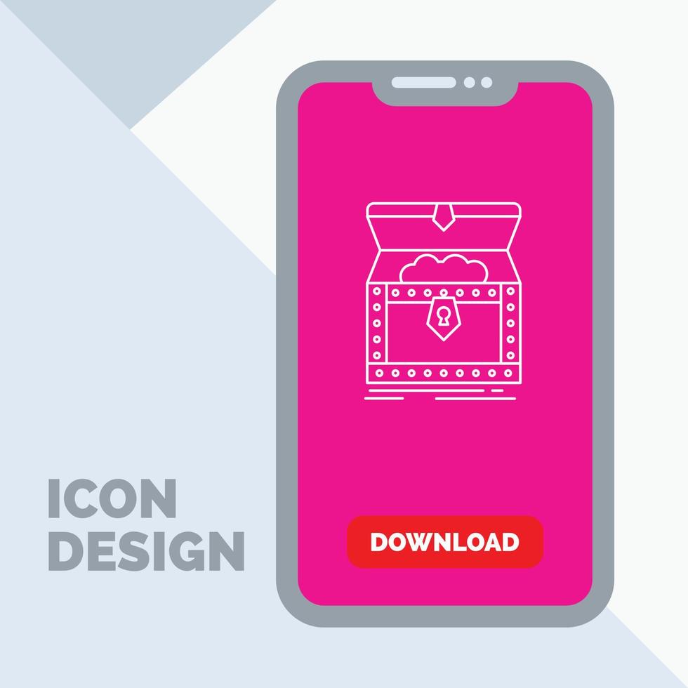 Box. chest. gold. reward. treasure Line Icon in Mobile for Download Page vector