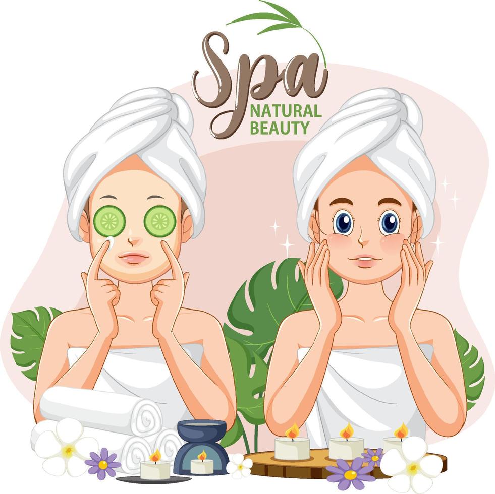 spa mujer aplicando mascarilla facial vector