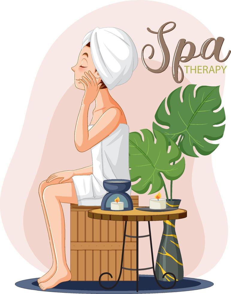 Sauna woman wearing towel vector