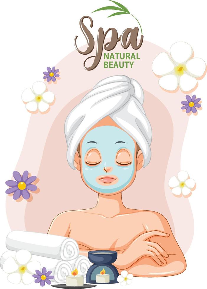 spa mujer con mascarilla facial vector