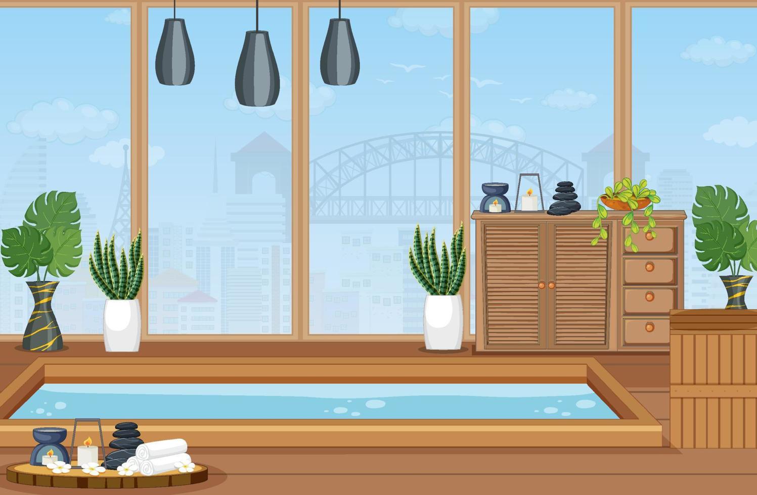 Interior spa room scene vector