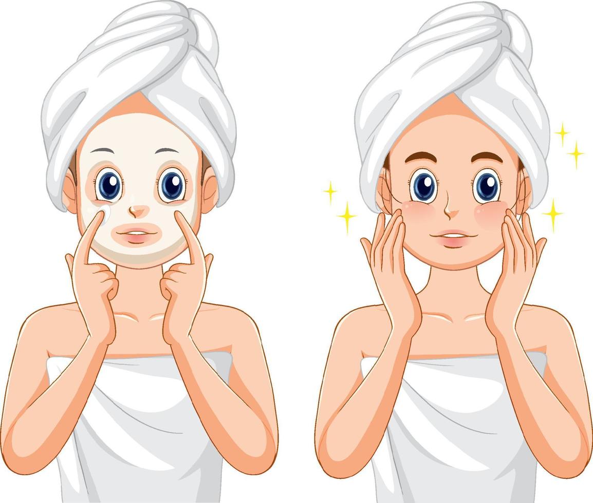 Spa woman applying facial mask vector