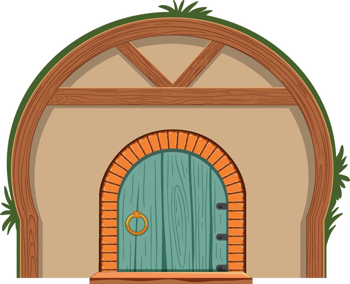 casa hobbit aislada sobre fondo blanco vector