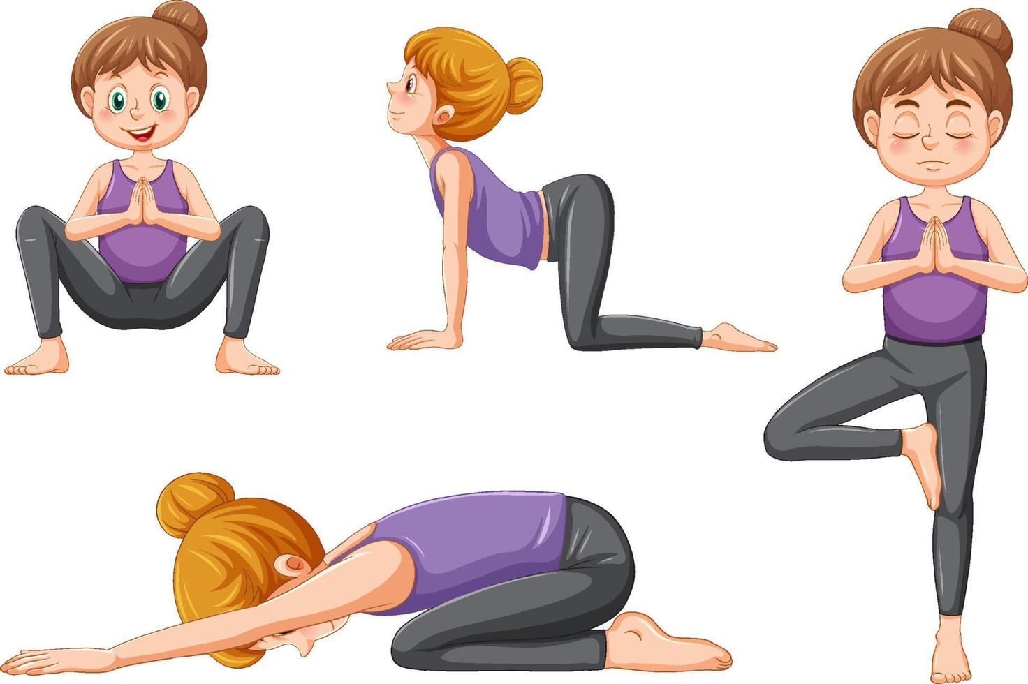 Set of yoga postures vector
