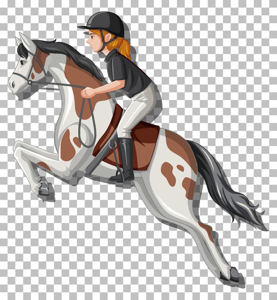 mujer montando un caballo aislado vector