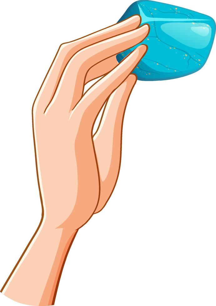 Hand holding turquoise isolated vector