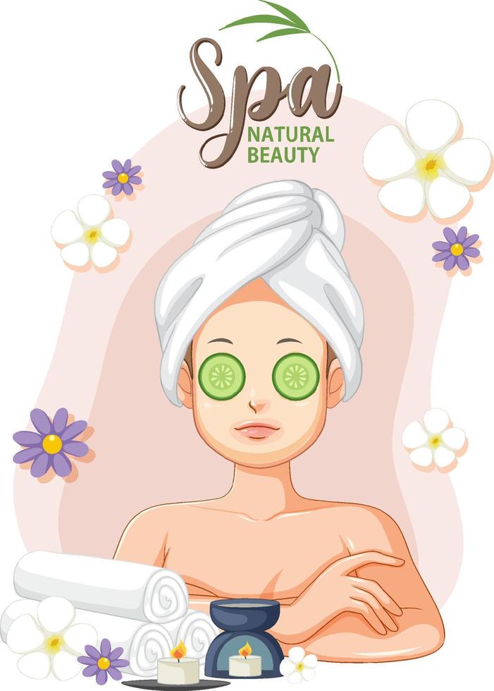 chica spa aplicando mascarilla facial vector