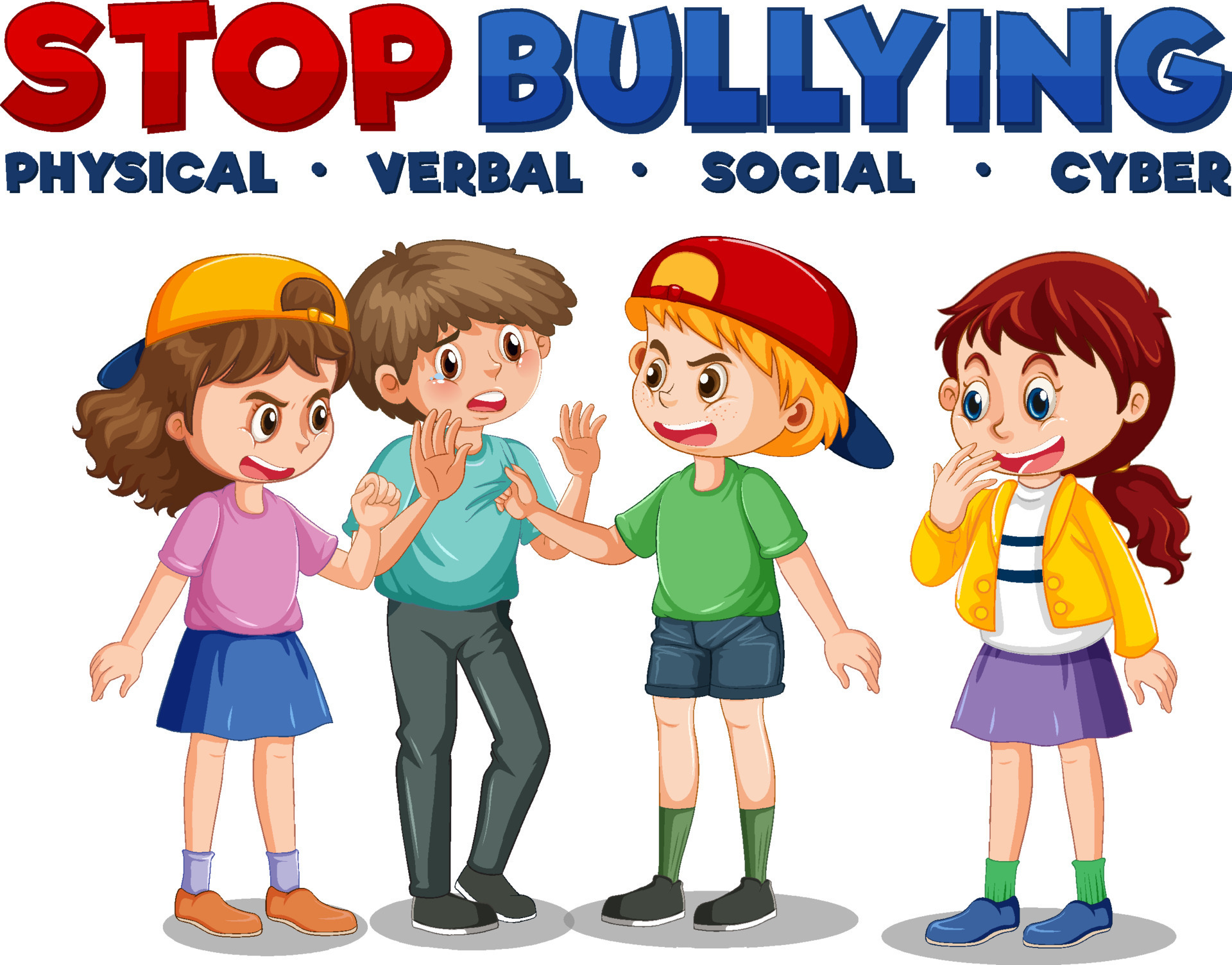 Stop Bullying Text With Cartoon Character 12803548 Vector Art At Vecteezy stop-bullying-text-with-cartoon-character-12803548-vector-art-at-vecteezy