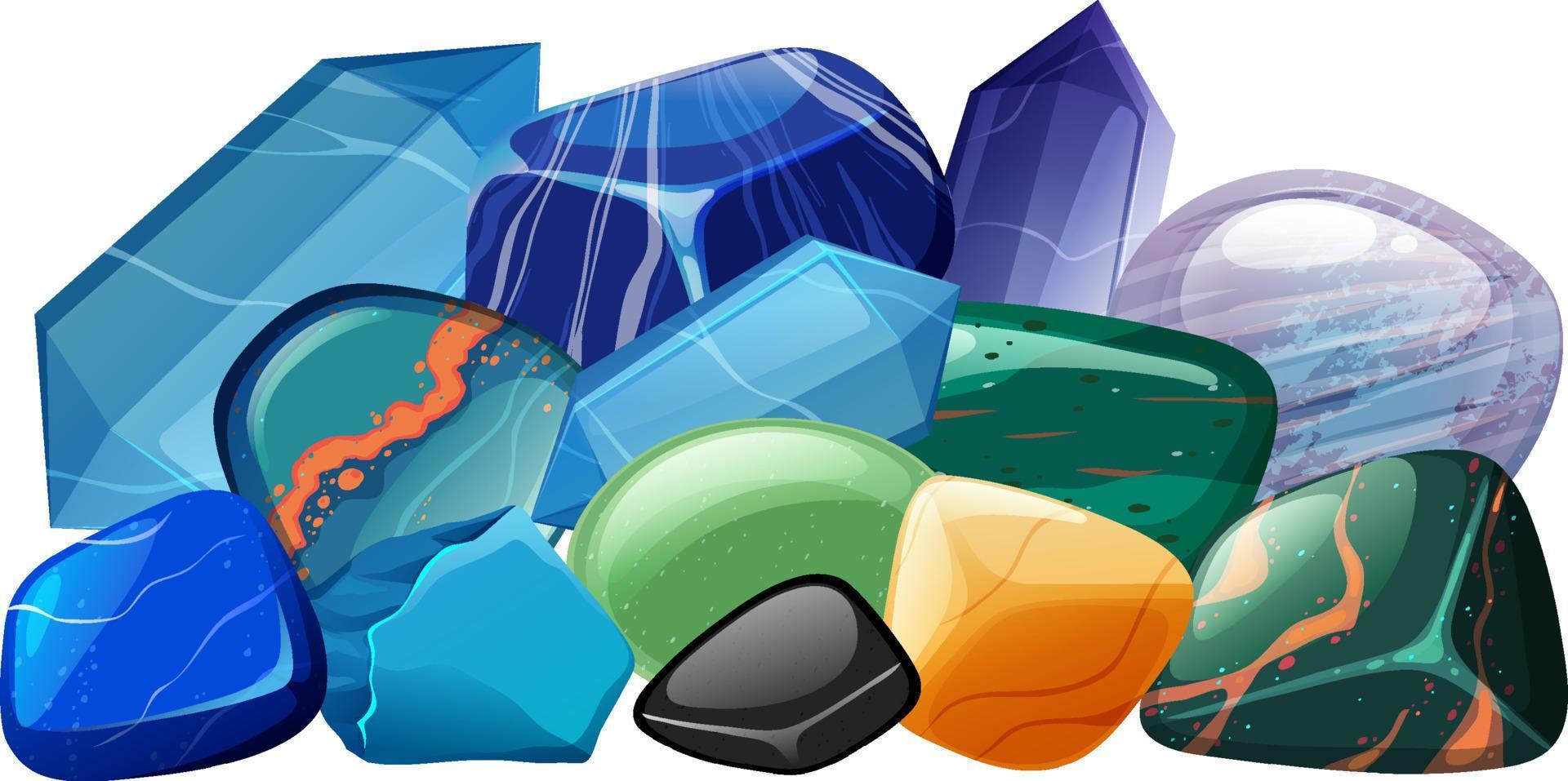 Pile of gemstones and crystals vector