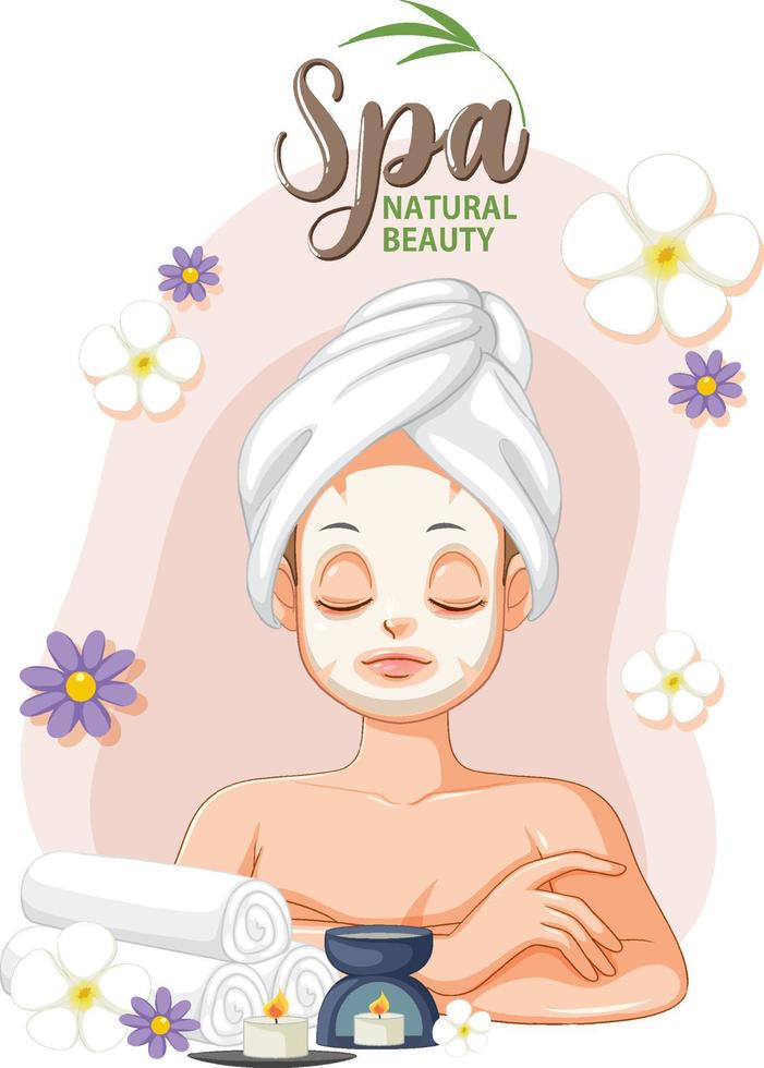 Spa girl applying facial mask vector