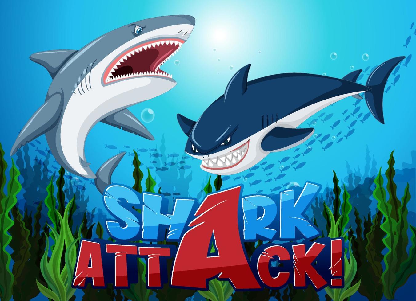 Shark attack icon with underwater sea animal vector