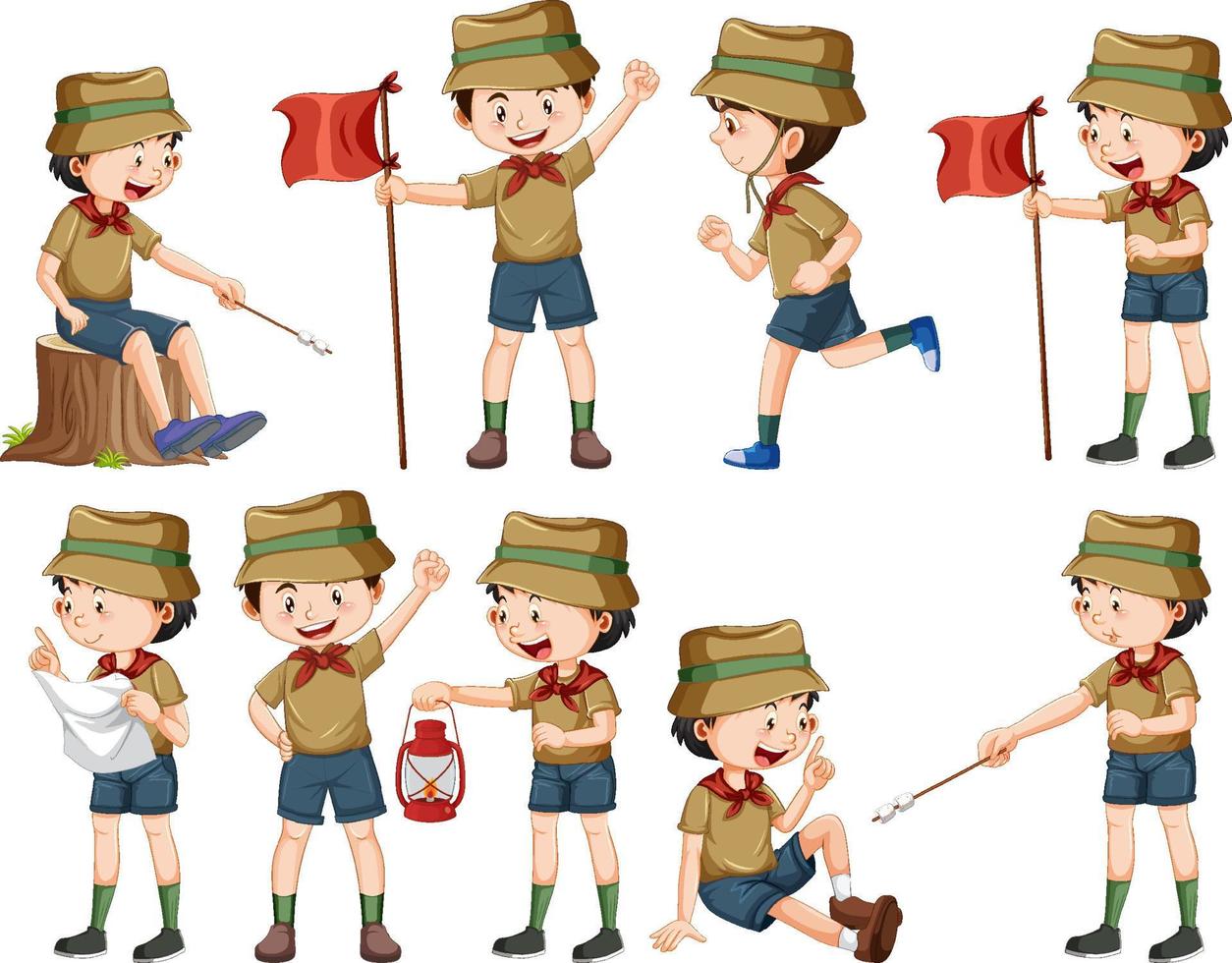 Set of different scout kids vector