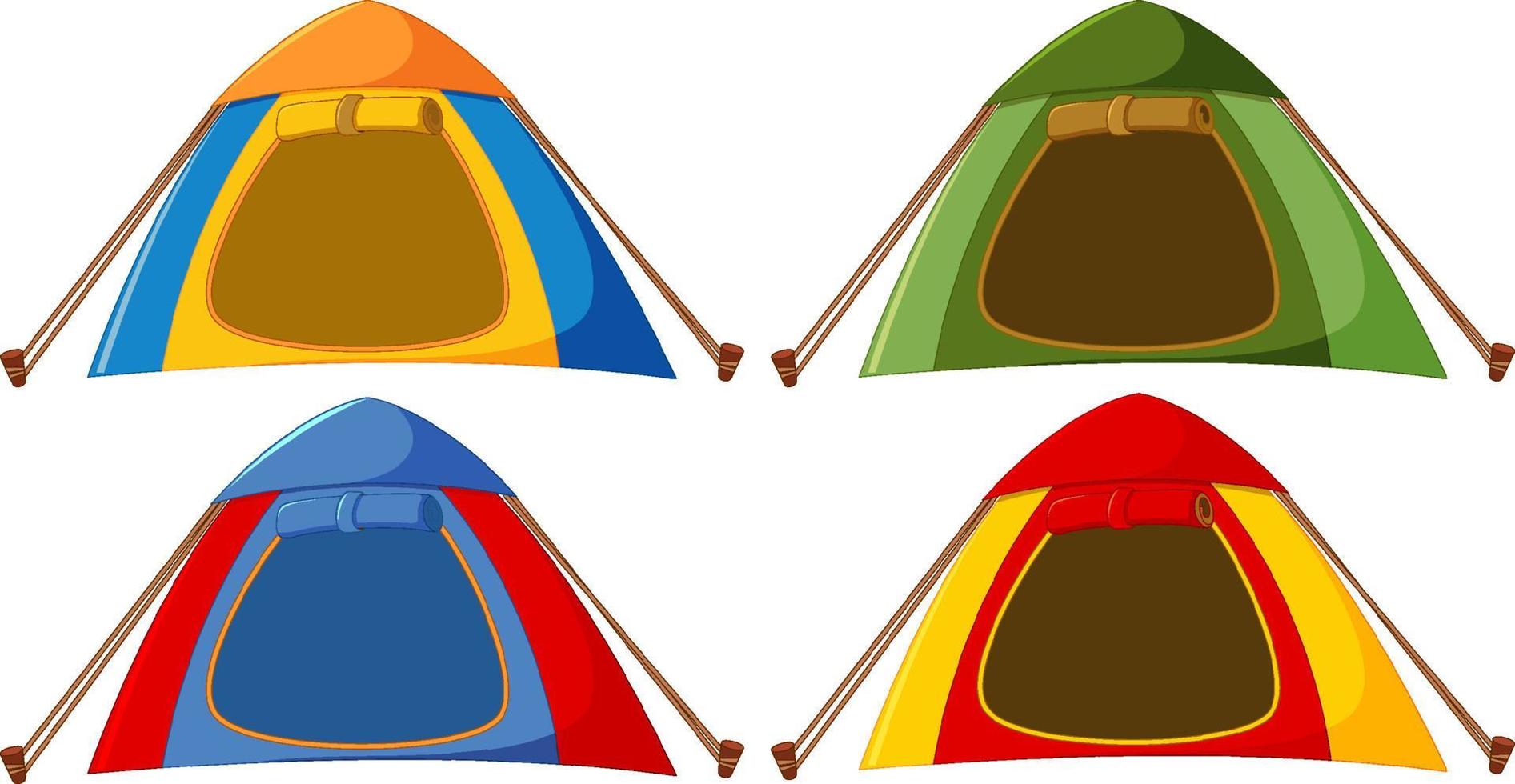 Camping tent in different colour set vector