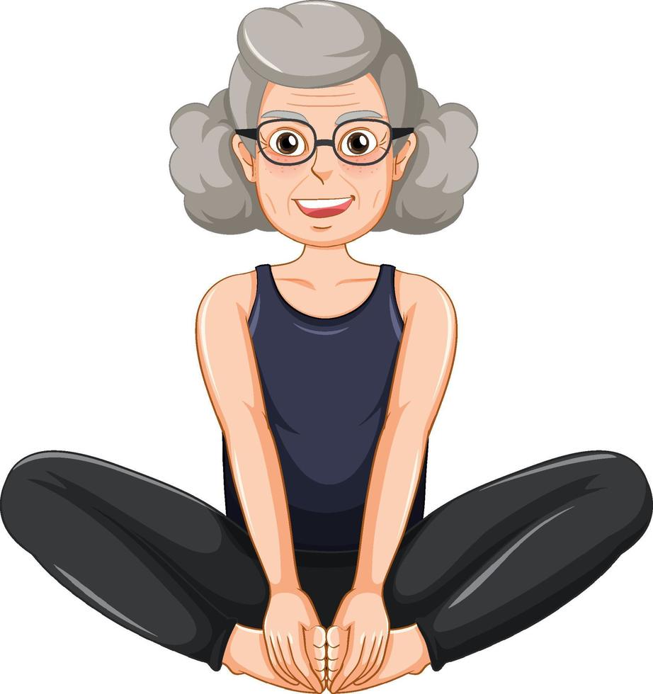 Old woman doing yoga vector