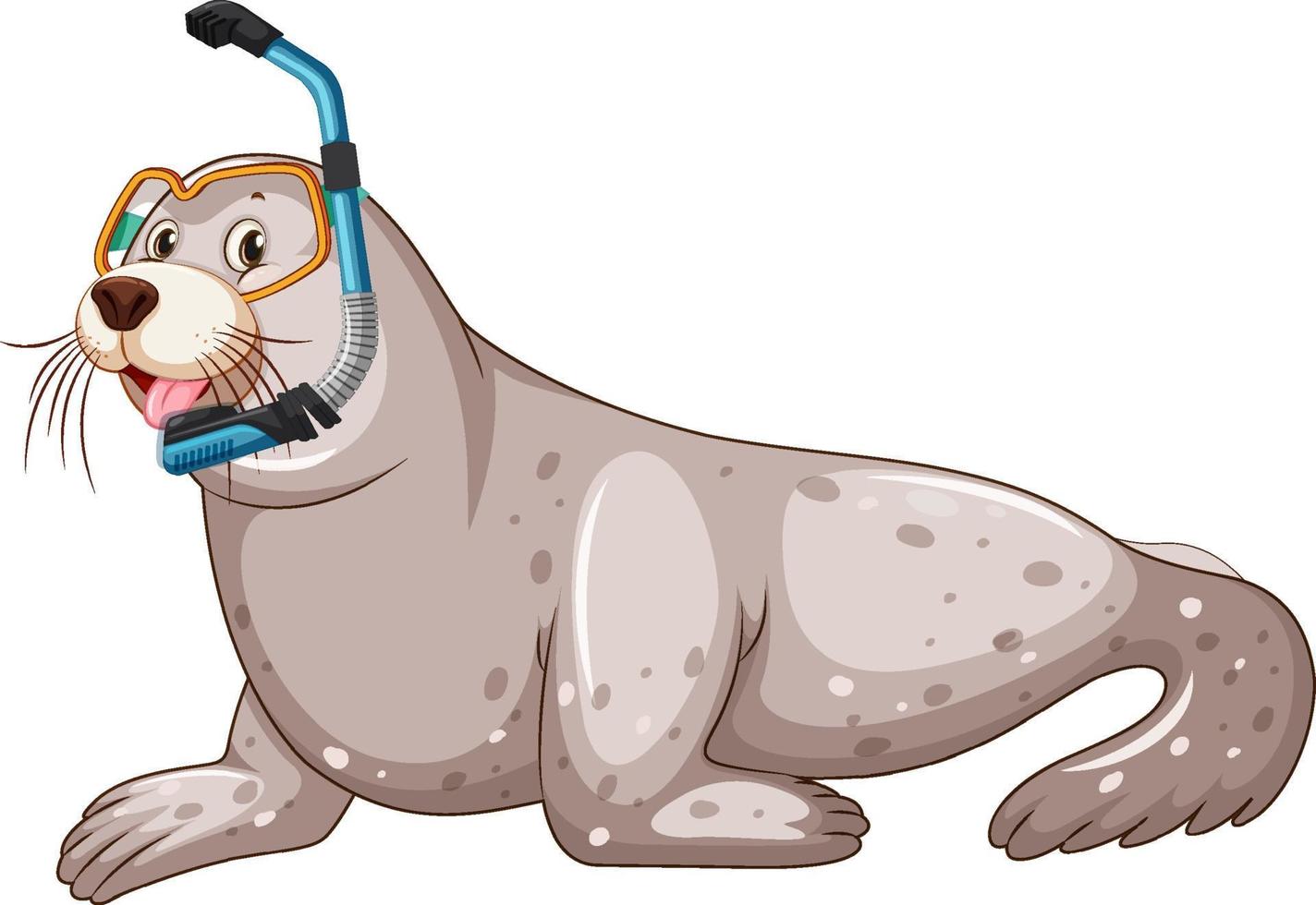 Cute seal wearing snorkel goggles on white background vector