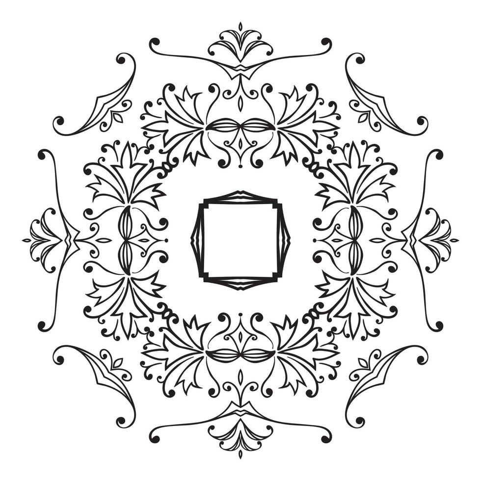 Hand drawing zentangle floral decorative frame vector