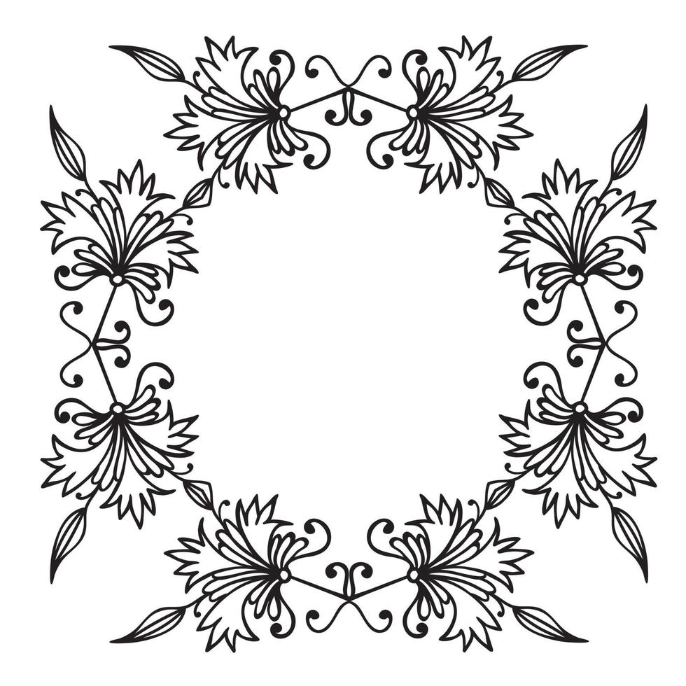 Hand drawing zentangle floral decorative frame vector