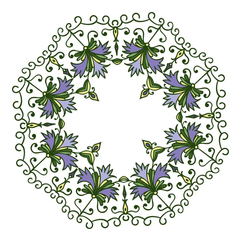 marco de color decorativo floral zentangle de dibujo a mano alzada vector