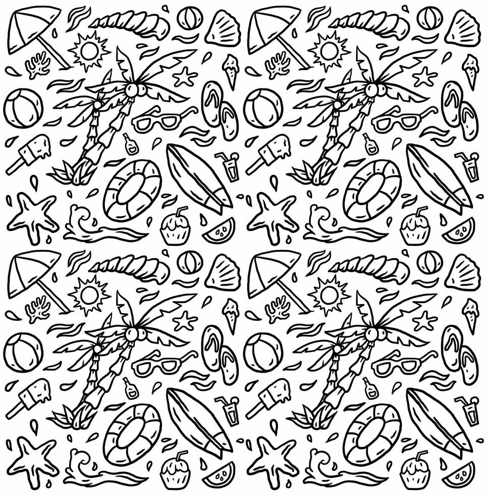 Hand drawn beach element pattern, vector illustration