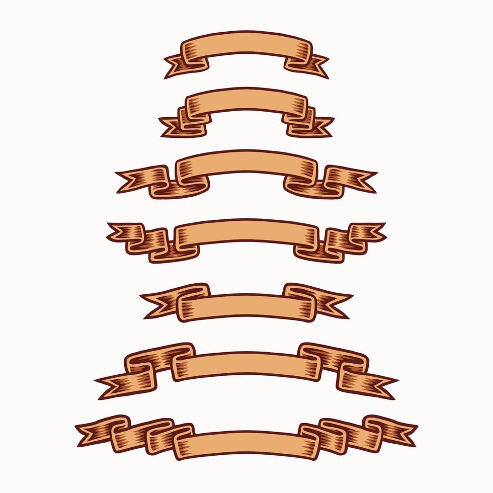 Set of banner, hand drawn line art vector illustration