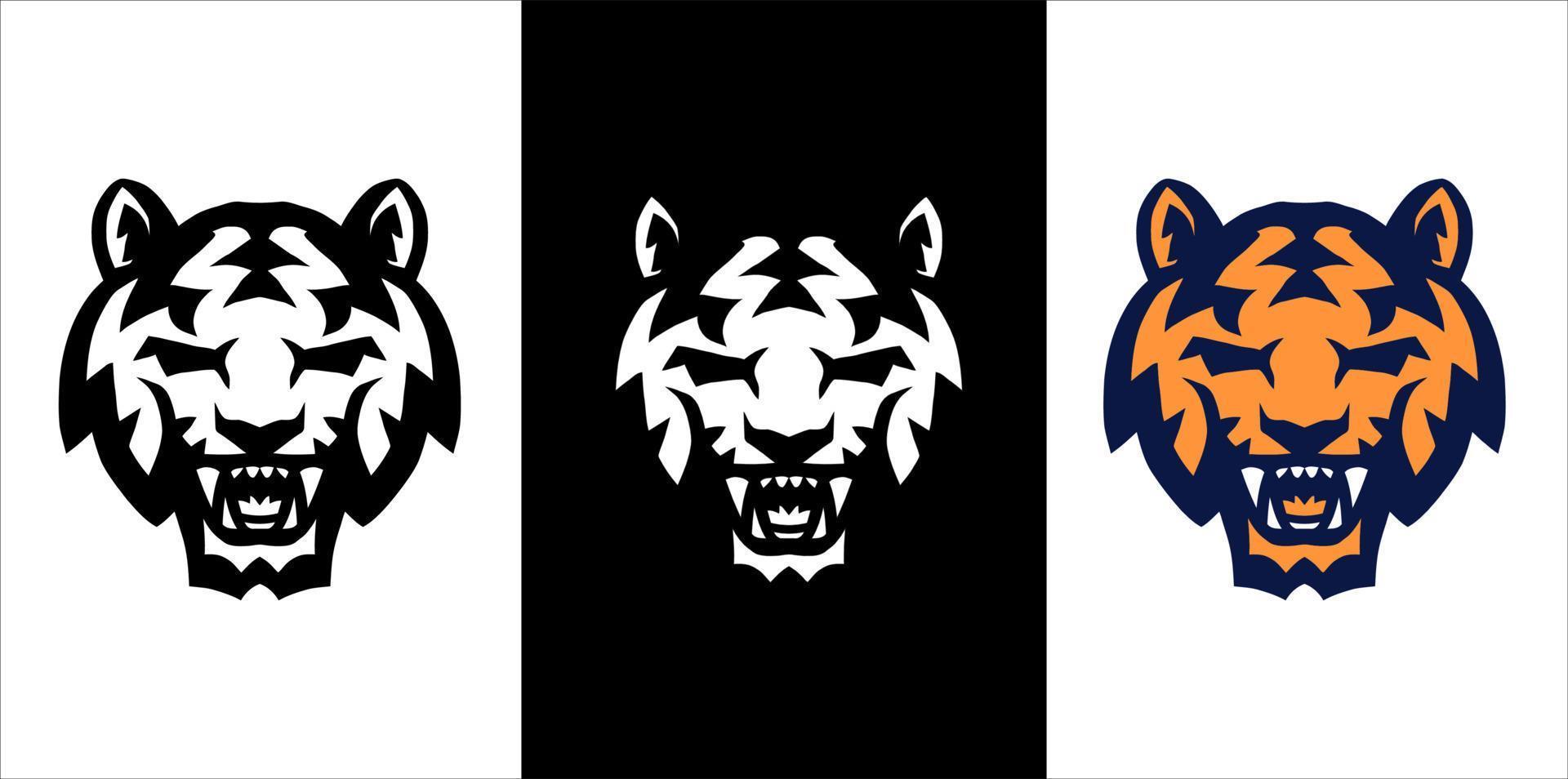 icono de tigre con tres variaciones de color vector