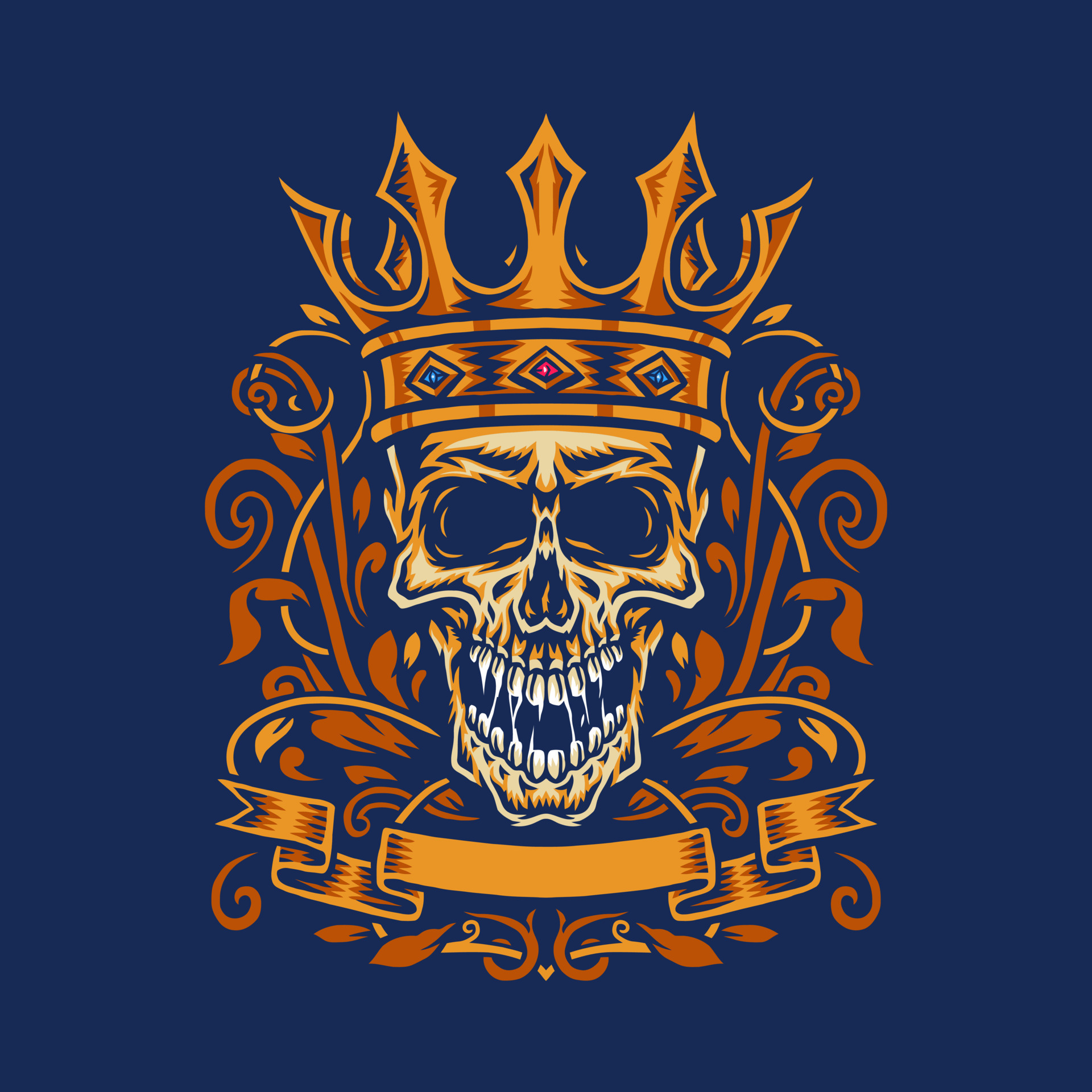 illustration vector skull king crown 4680105 Vector Art at Vecteezy