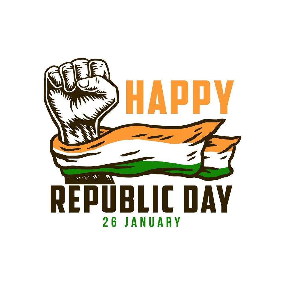 feliz día de la república 26 de enero con india nacional vector