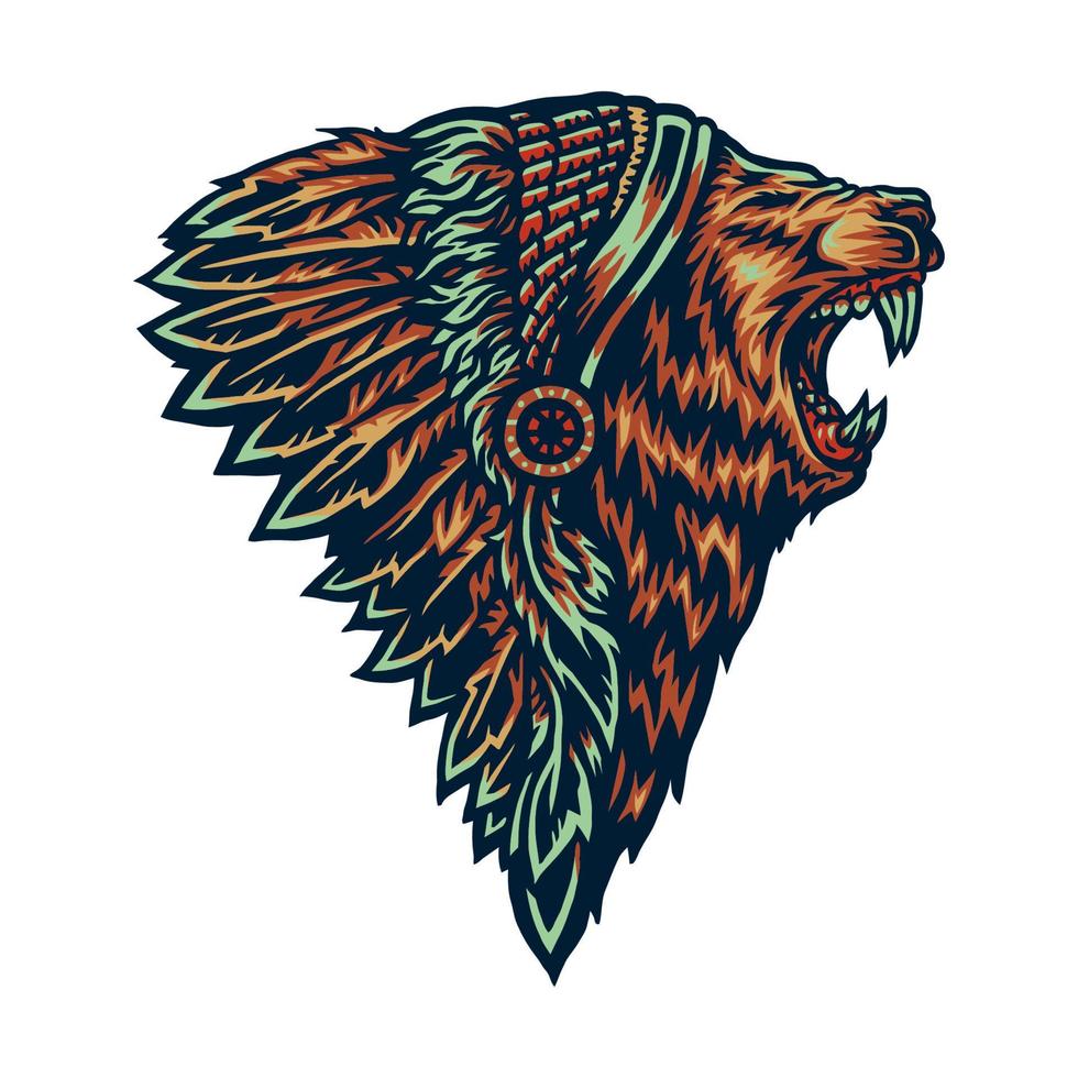 león nativo americano, ilustración usando un estilo de dibujo a mano continuado con coloración digital, esta es una combinación de estilo de dibujo a mano y color digital vector