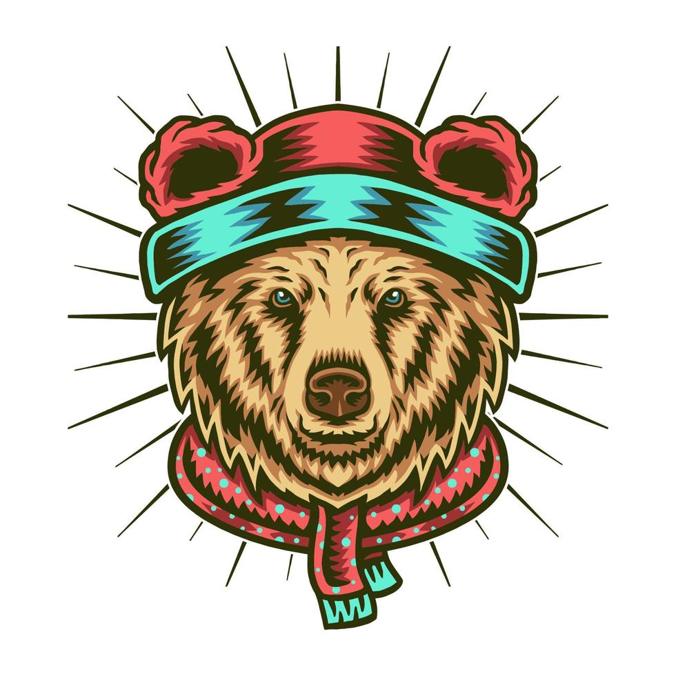 ilustración vectorial de oso de invierno vector