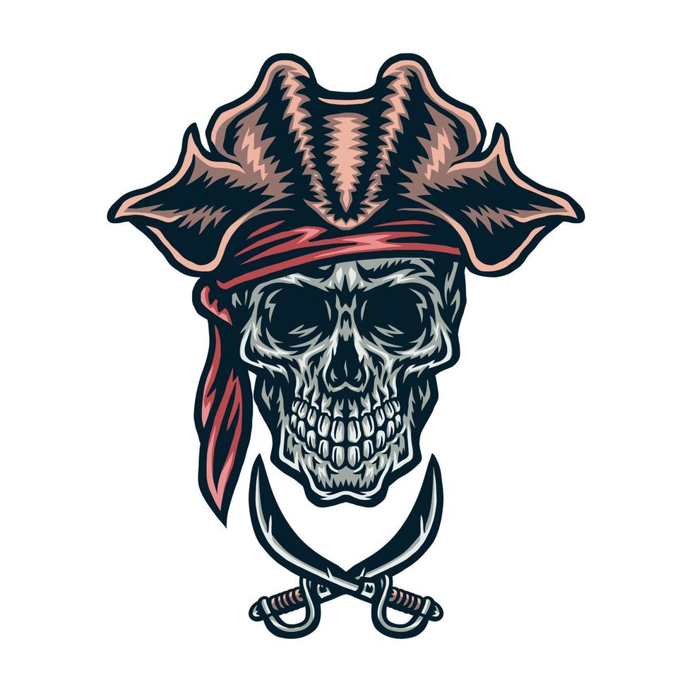 ilustración vectorial de calavera pirata vector