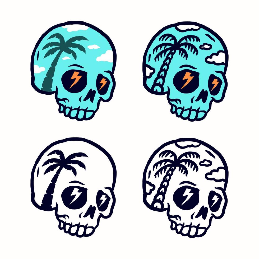 Set of coconut skull, isolated on a white vector