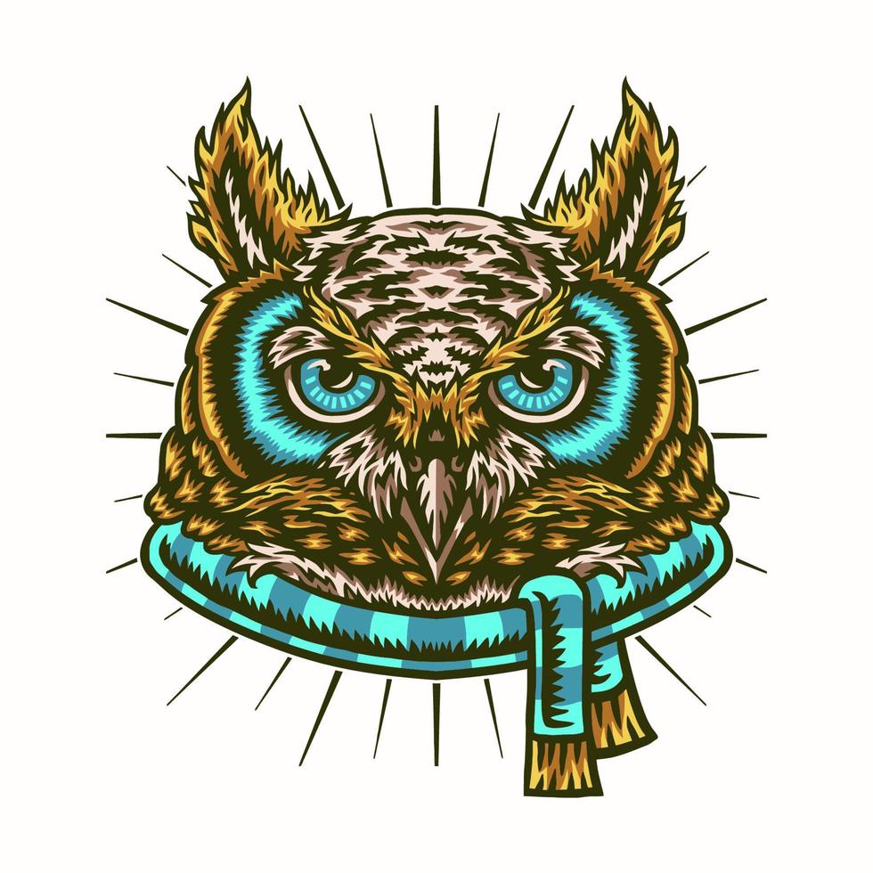 Vector illustration of owl winter