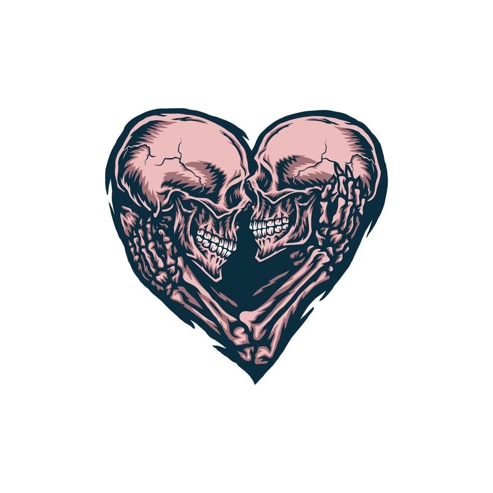 Vector illustration of skull couple, hand drawn line with digital color, vector illustration