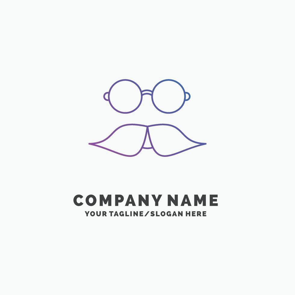 bigote. inconformista. movimiento lentes. plantilla de logotipo de empresa púrpura de hombres. lugar para el eslogan vector